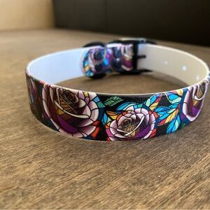 Biothane dog collar, Handcrafted, NWT, printed stained glass design